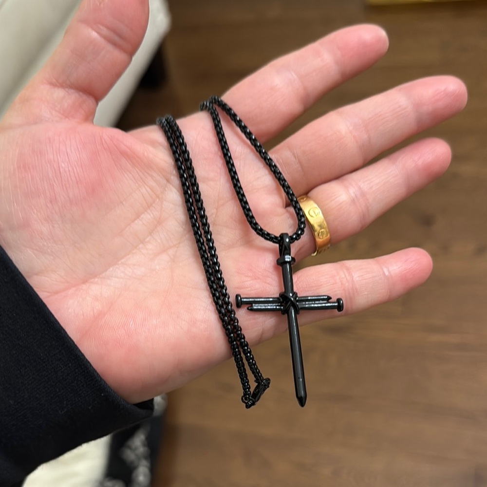 Black Cross Pendant Necklace